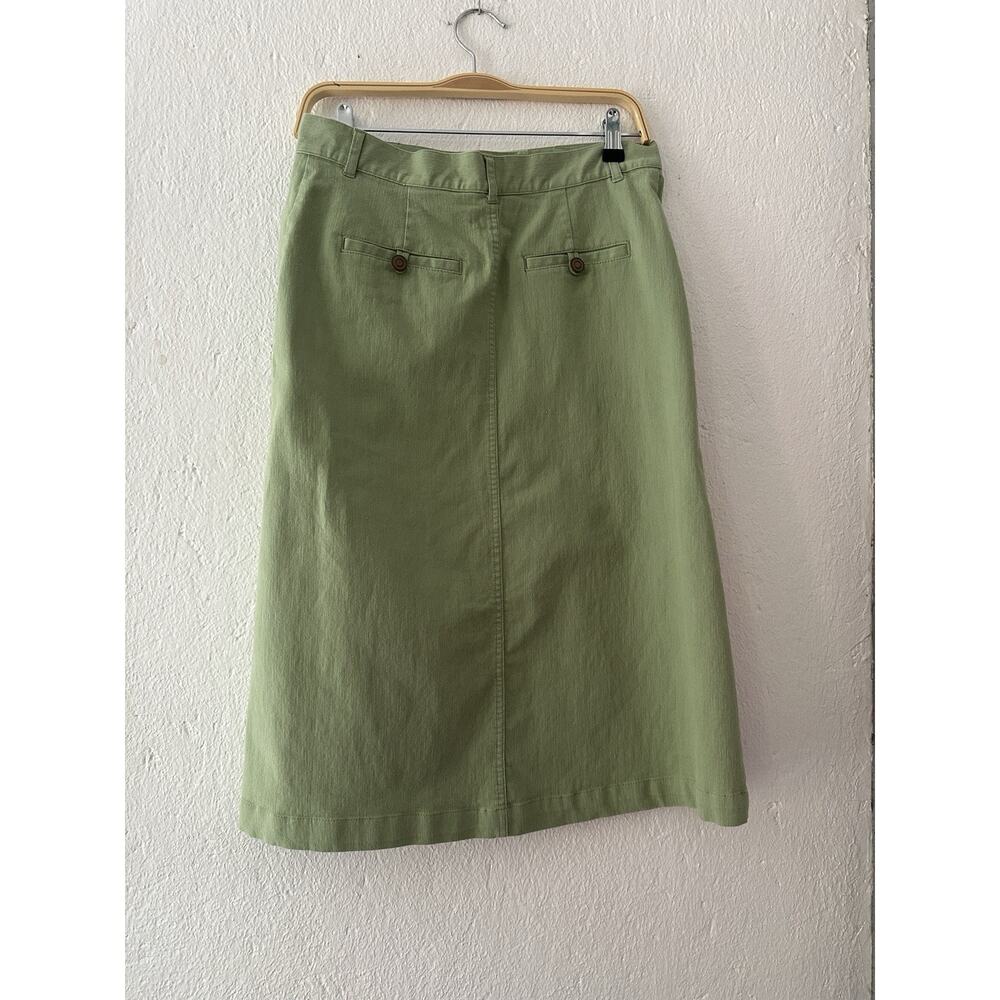 Christopher & Banks Women's Green Stretch Button Front Knee Length Skirt Size 4 - Picture 8 of 15